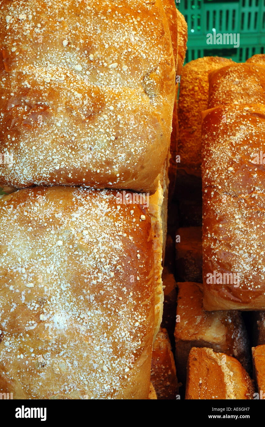 yeast cake bread on healthy and natural regional products festival in Poland Stock Photo