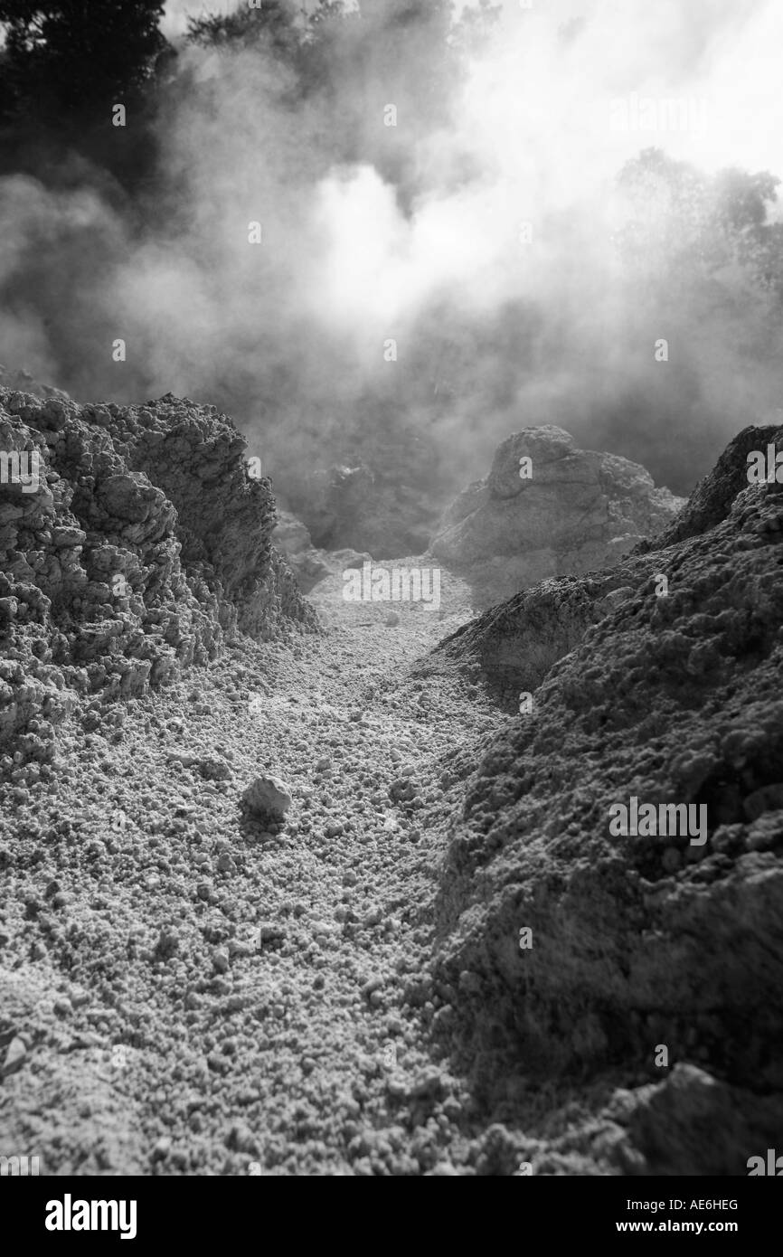 Steaming sulphur deposits in Furnas, Sao Miguel island, Azores Stock Photo