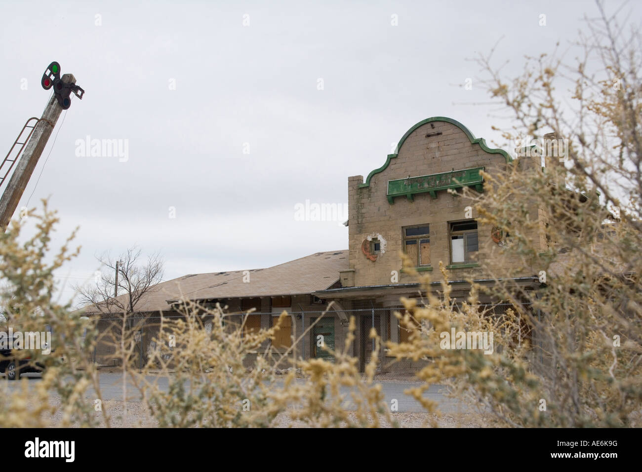 The old Las Vegas Tonopah railroad depot station in Rhyolite NV Stock