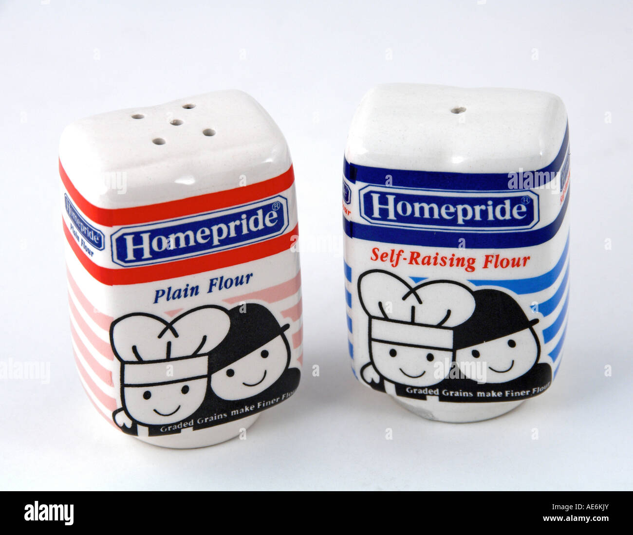 Vintage Homepride Flour Salt and Pepper Pots for Editorial Use only Stock Photo Alamy