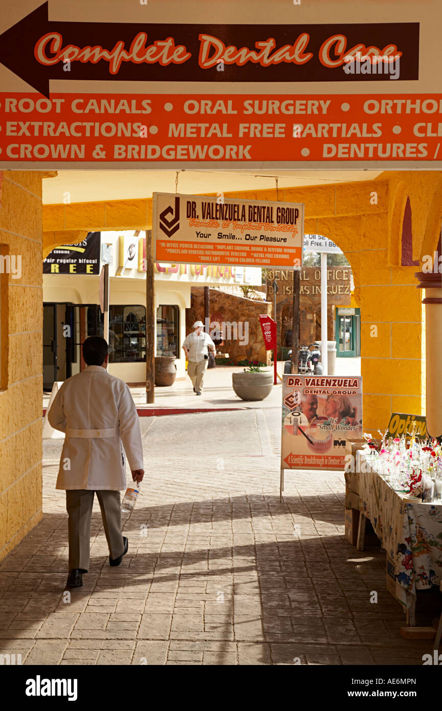 Dentist walking on the street.  Los Algodones BC Mexico Stock Photo