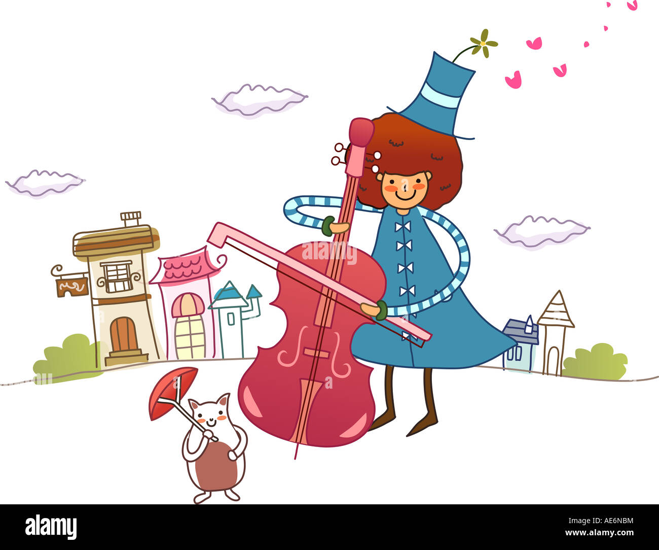 Woman playing a violin and smiling Stock Photo - Alamy