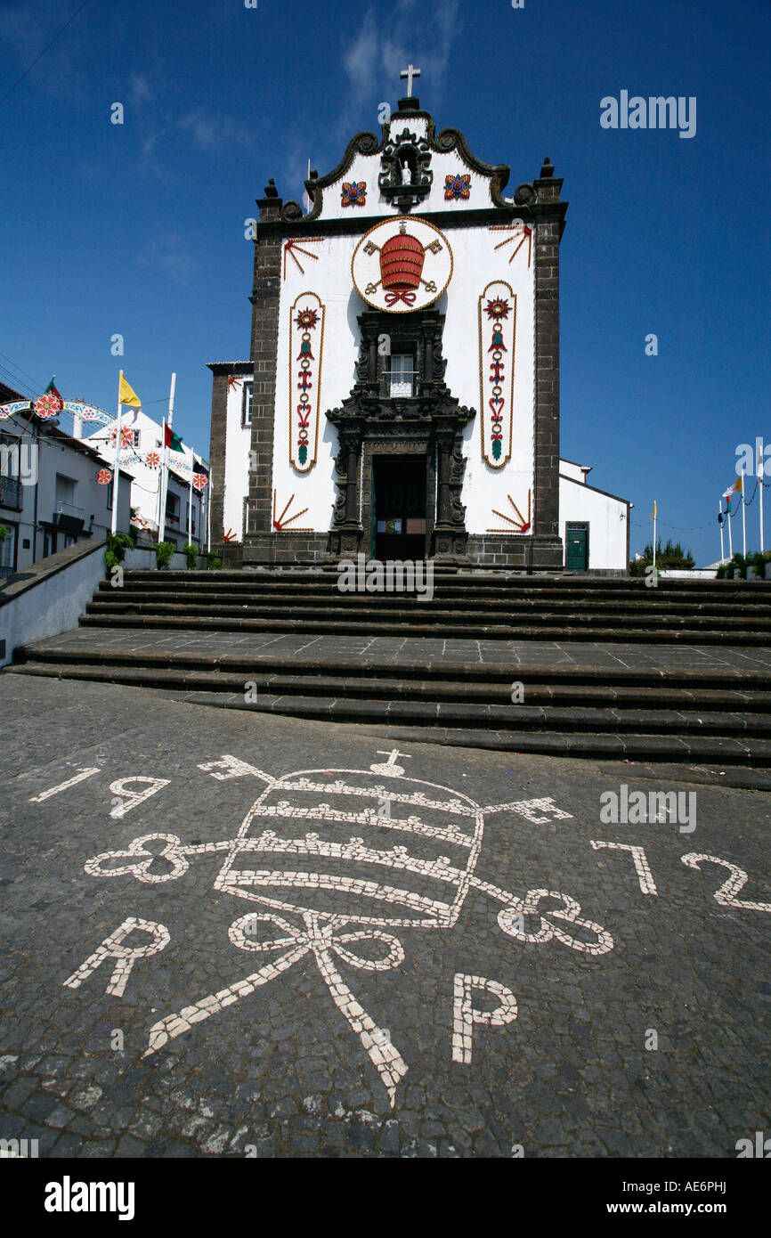 Sao Pedro (Saint Peter) church in the town of Vila Franca do Campo. Sao Miguel island, Azores, Portugal. Stock Photo