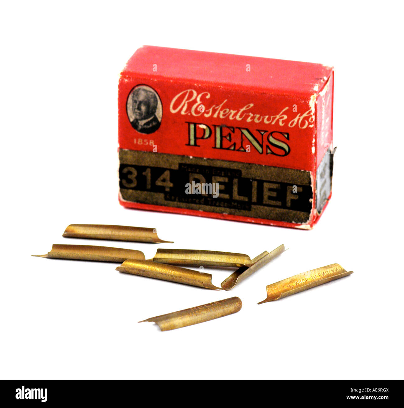Esterbrook & Co Pen Nibs Box and pens EDITORIAL USE ONLY Stock Photo