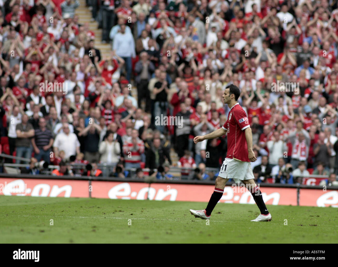 Ryan Giggs walking off substituted Stock Photo