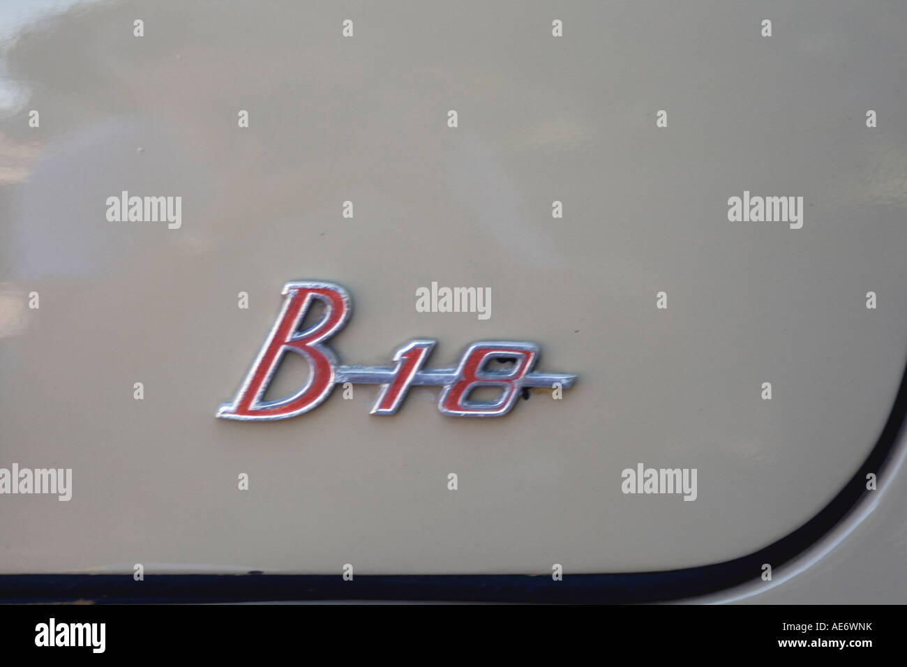 B18 logo on old Volvo Stock Photo
