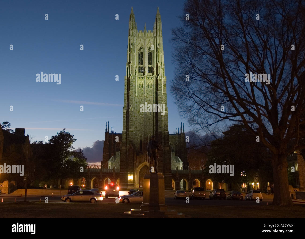 Duke Chapel by night, Duke University, Durham, North Carolina Stock Photo