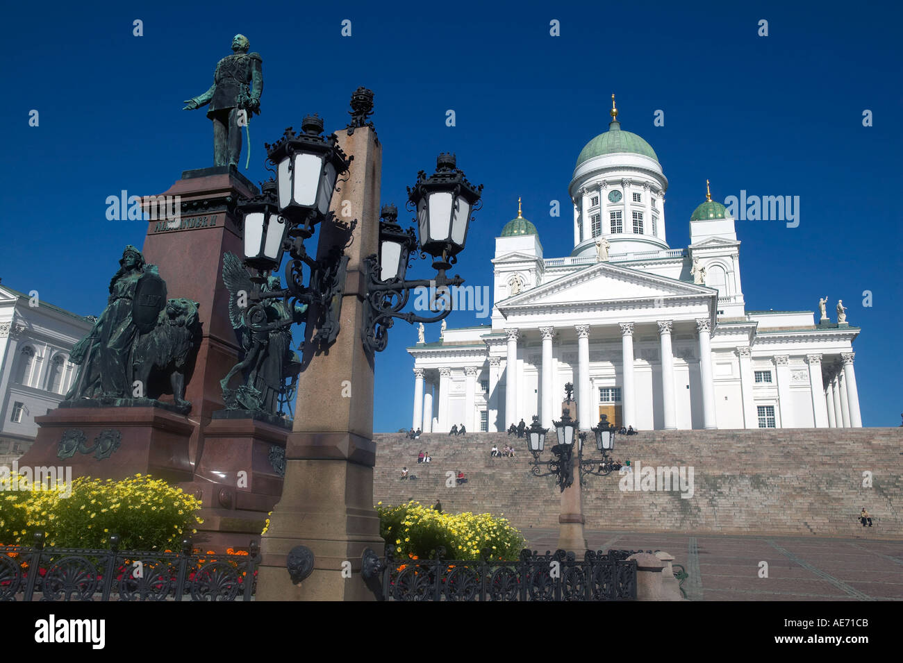 Finland Helsinki Senate Cathedral Statue of Alexander 2nd Stock Photo