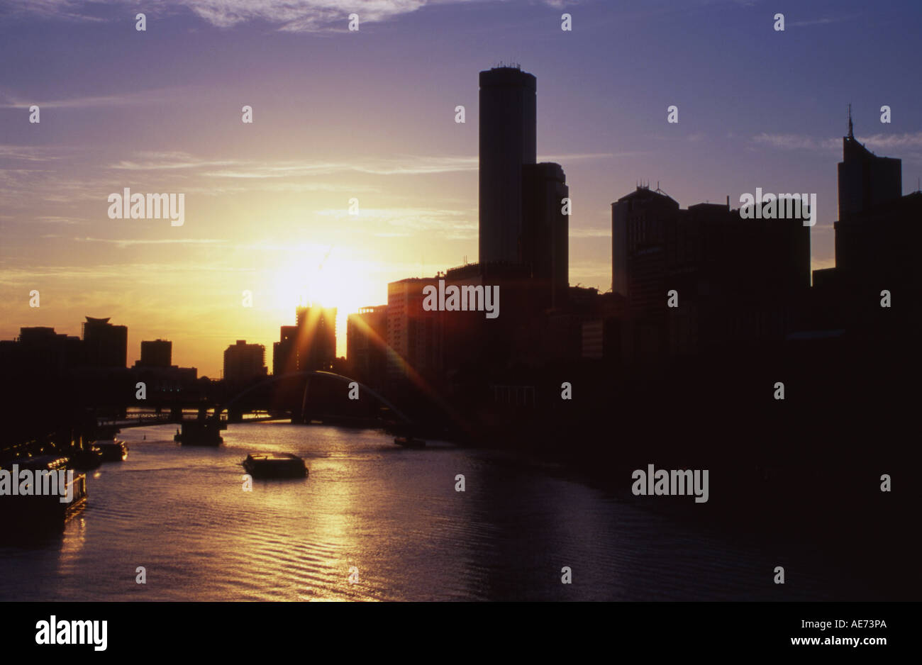 Yarra River and CBD from Princes Bridge Melbourne Victoria Australia Stock Photo