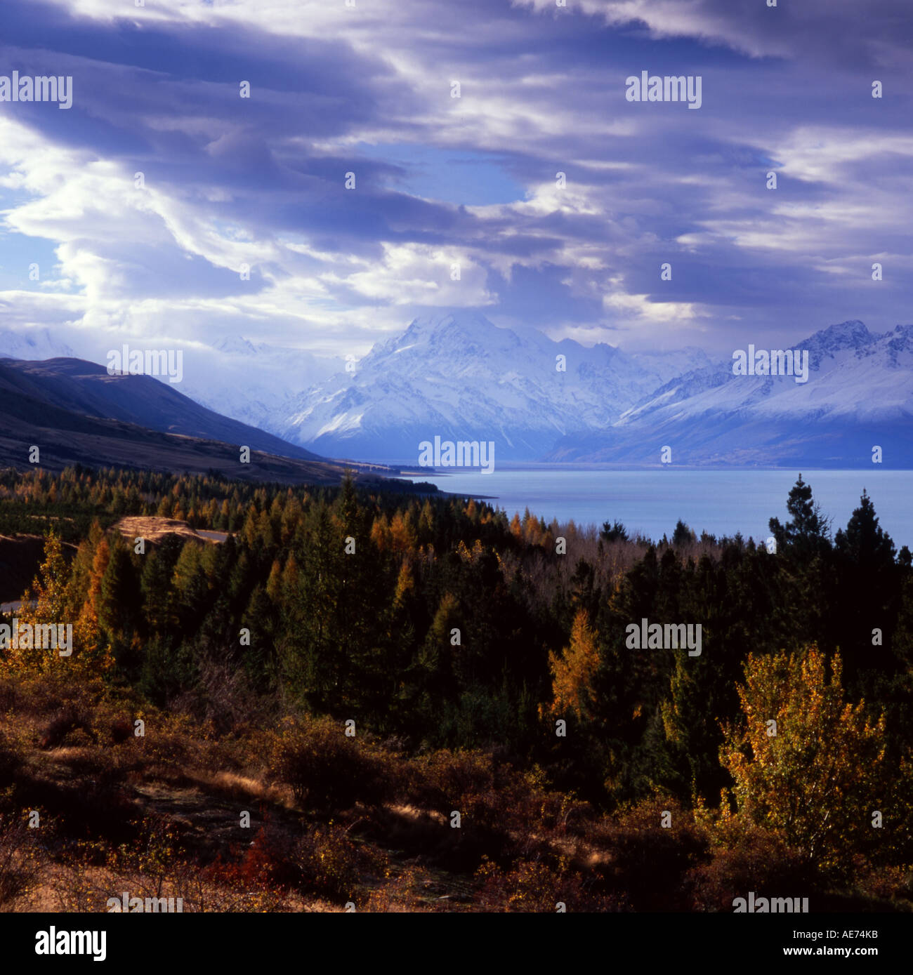 Mount Cook Aoraki Lake Pukaki from Peter s Lookout South Island New Zealand Stock Photo