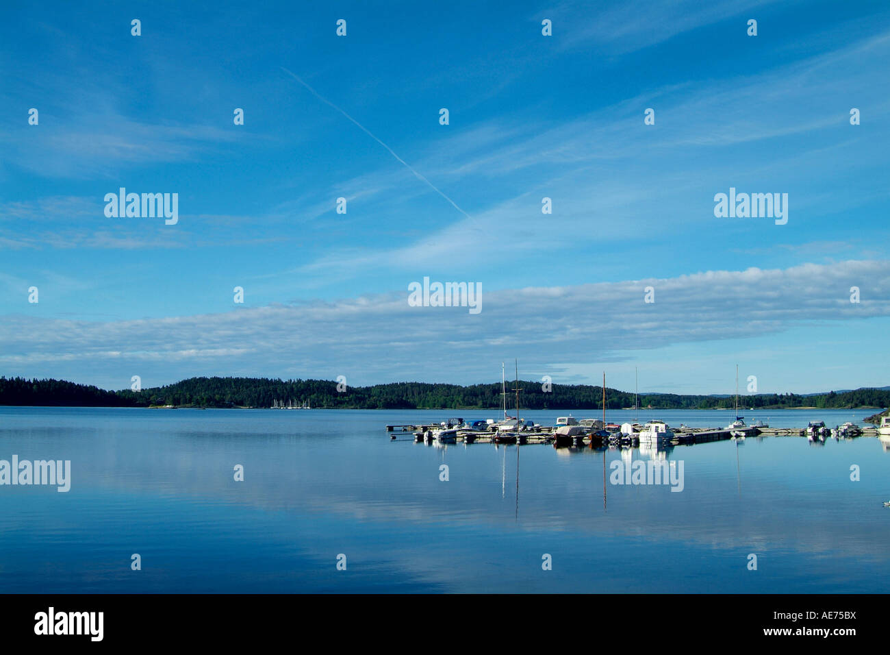 Small yacht harbour at Hovik Verk Norway Stock Photo