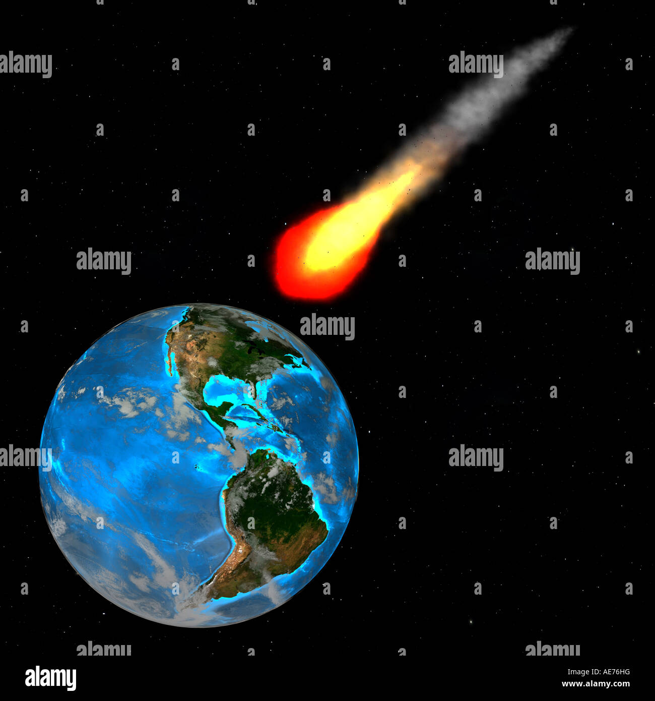 meteor over america Stock Photo