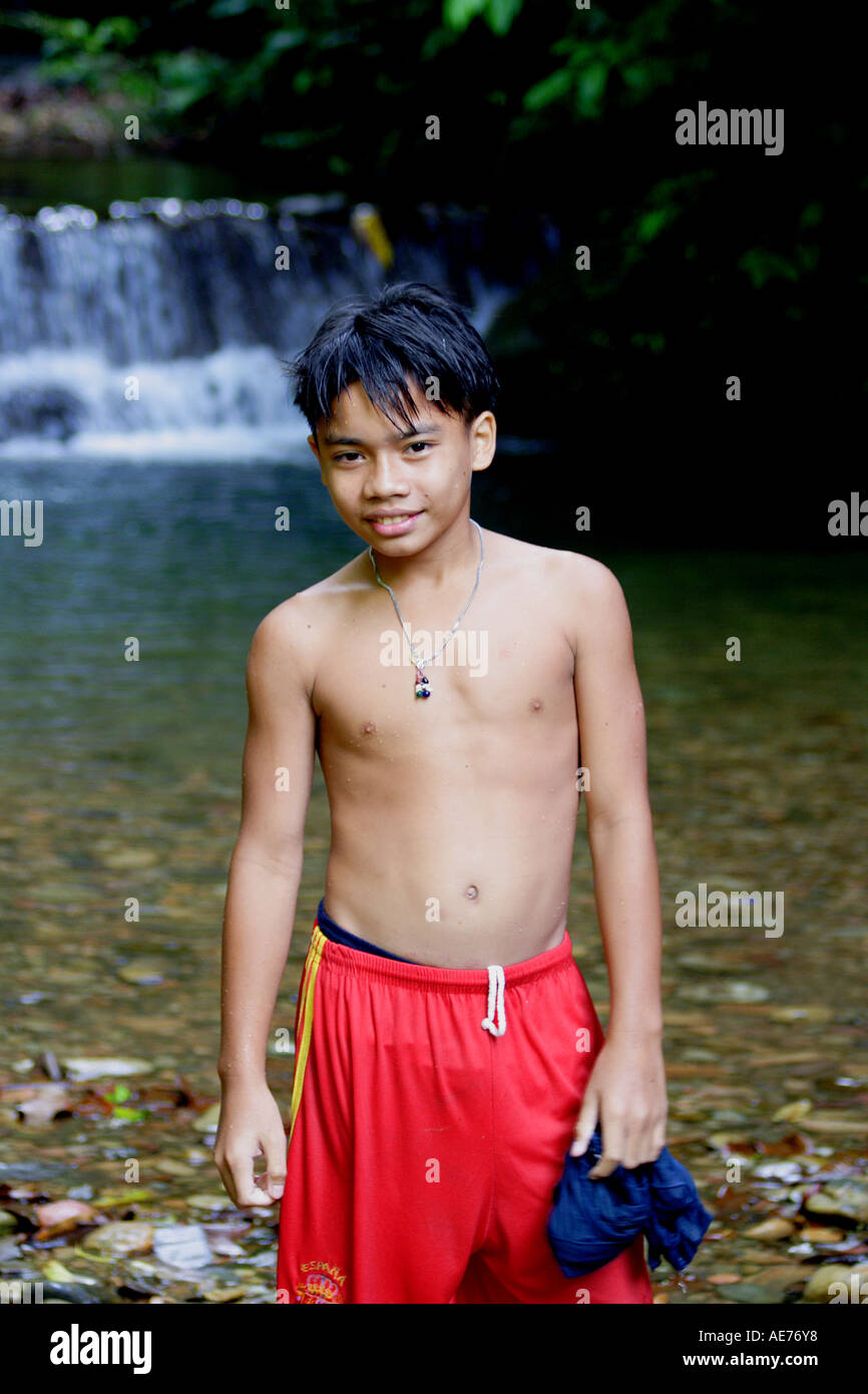 Cute Young Malaysian at a Waterfall and Swimming Hole Near His ...
