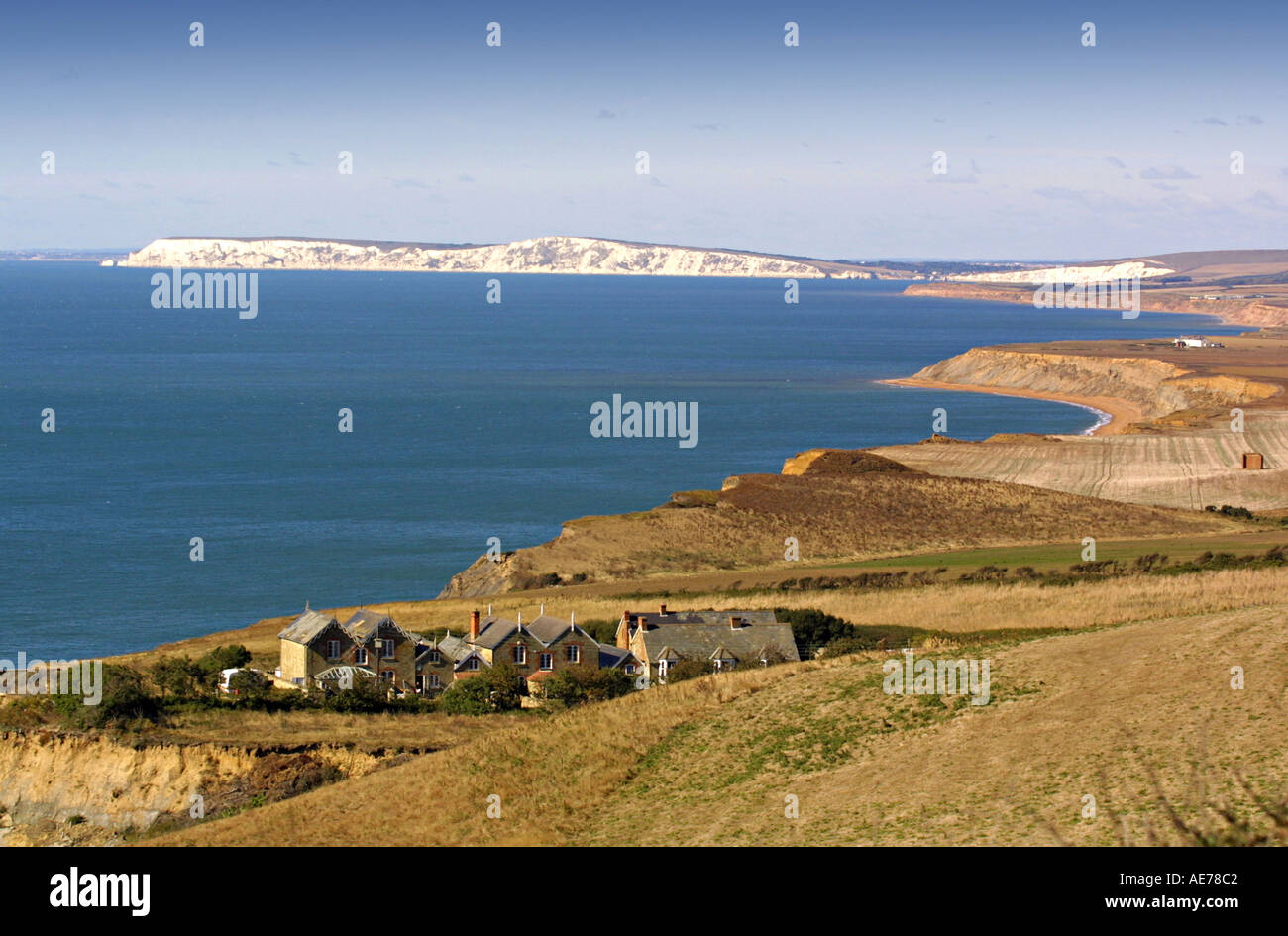 south coast of the Isle of Wight looking towards The Needles from Blackgang Chine England UK Stock Photo