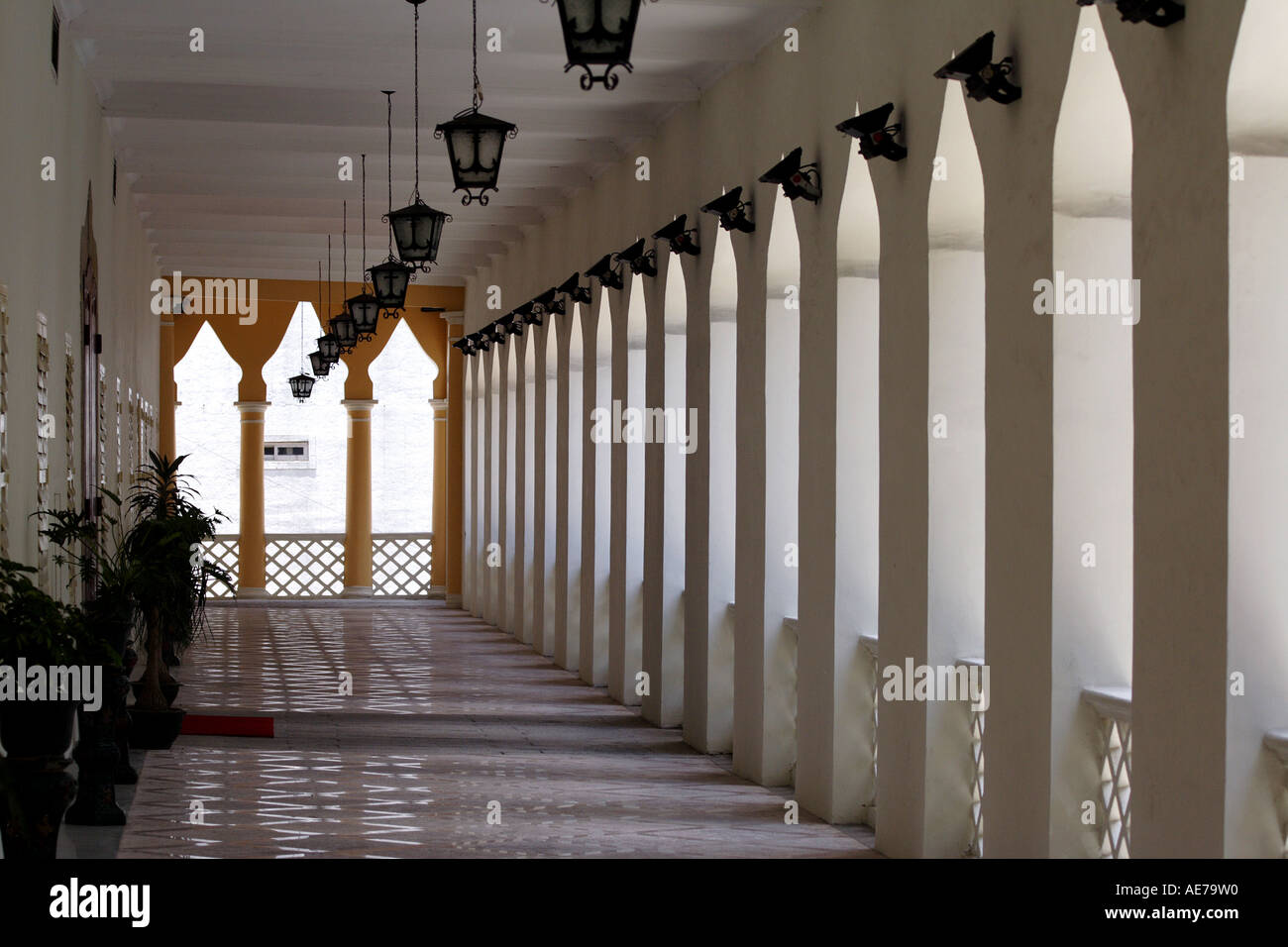 Balcony Hallway at the Moorish Barracks, Macau, SAR, China Stock Photo