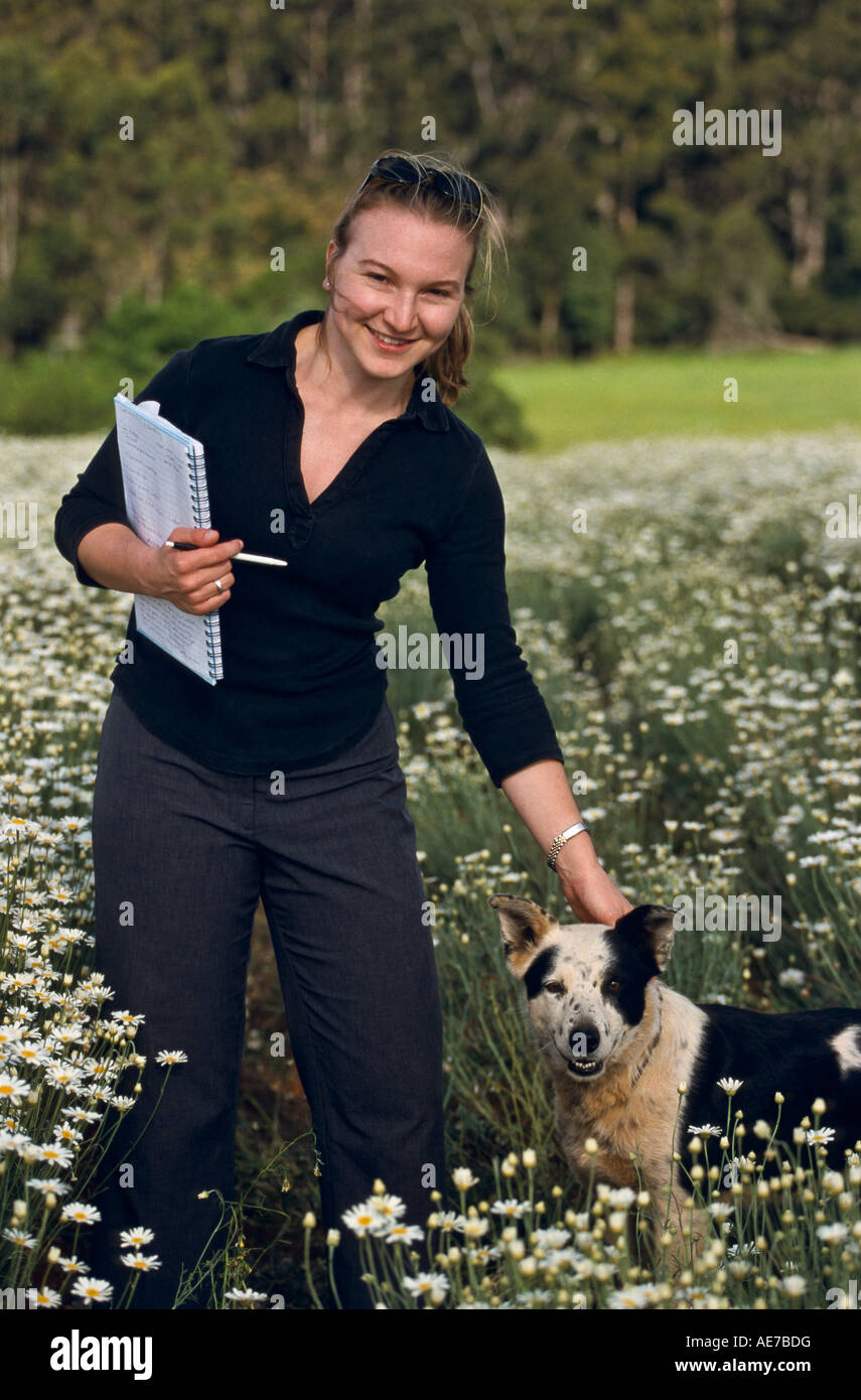 Woman and dog Australia Stock Photo