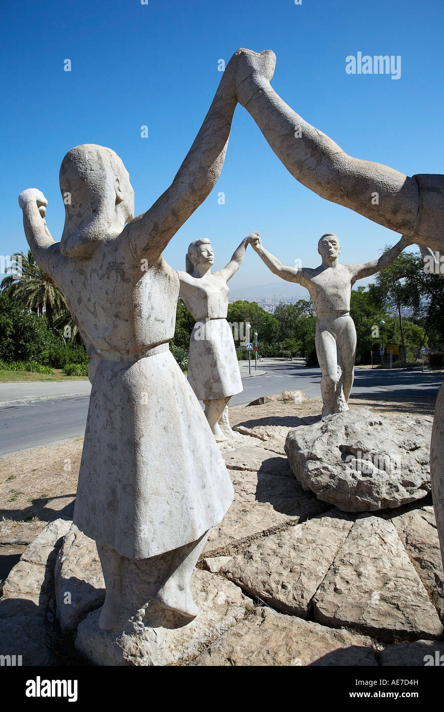 Sardana statues at Montjuic, Barcelona, Spain Stock Photo - Alamy