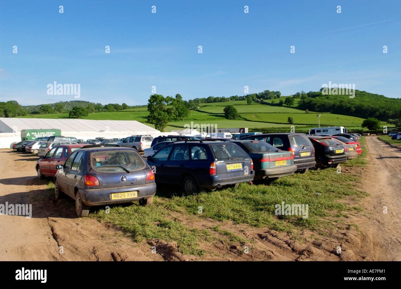 Car park at Hay Festival Hay on Wye Powys Wales UK Stock Photo