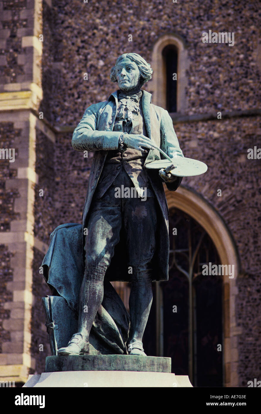 Statue of Thomas Gainsborough at the top of Market Hill Sudbury Suffolk Stock Photo