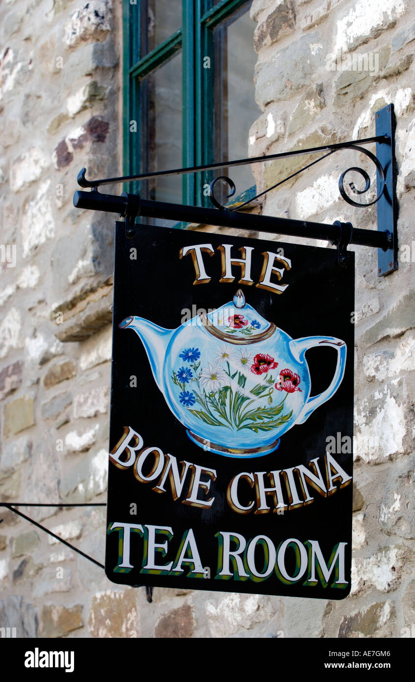 The Bone China Tea Room Sign At Hay On Wye Powys Wales Uk Gb