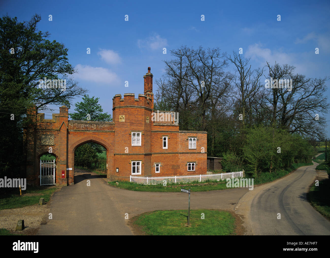 Gatehouse with attached lodge entrance to Edwardstone Park Modelled on London s Temple Bar circa 1840 Suffolk Stock Photo