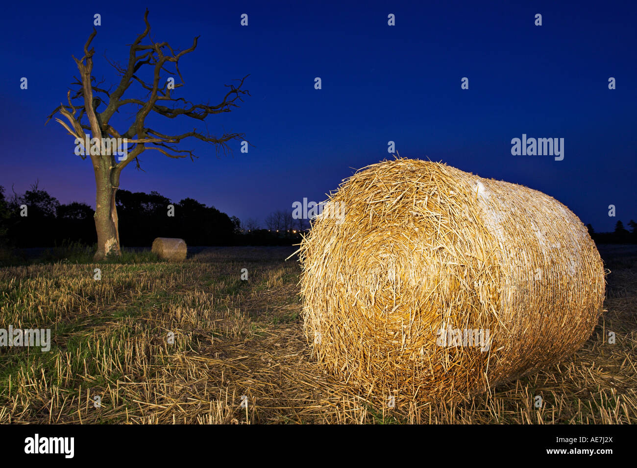 Lit up Hay Bale, Ryde Isle of Wight Stock Photo Alamy