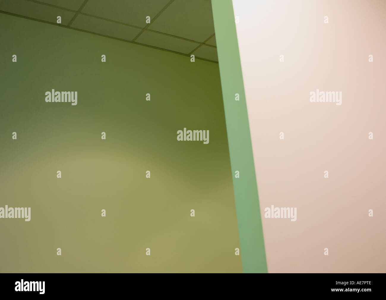 Office space, low angle view of wall and ceiling Stock Photo