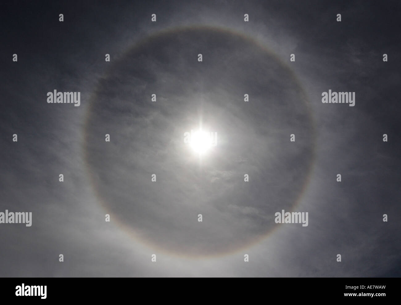 sun halo with full circle, USA, Arizona, Tucson Stock Photo