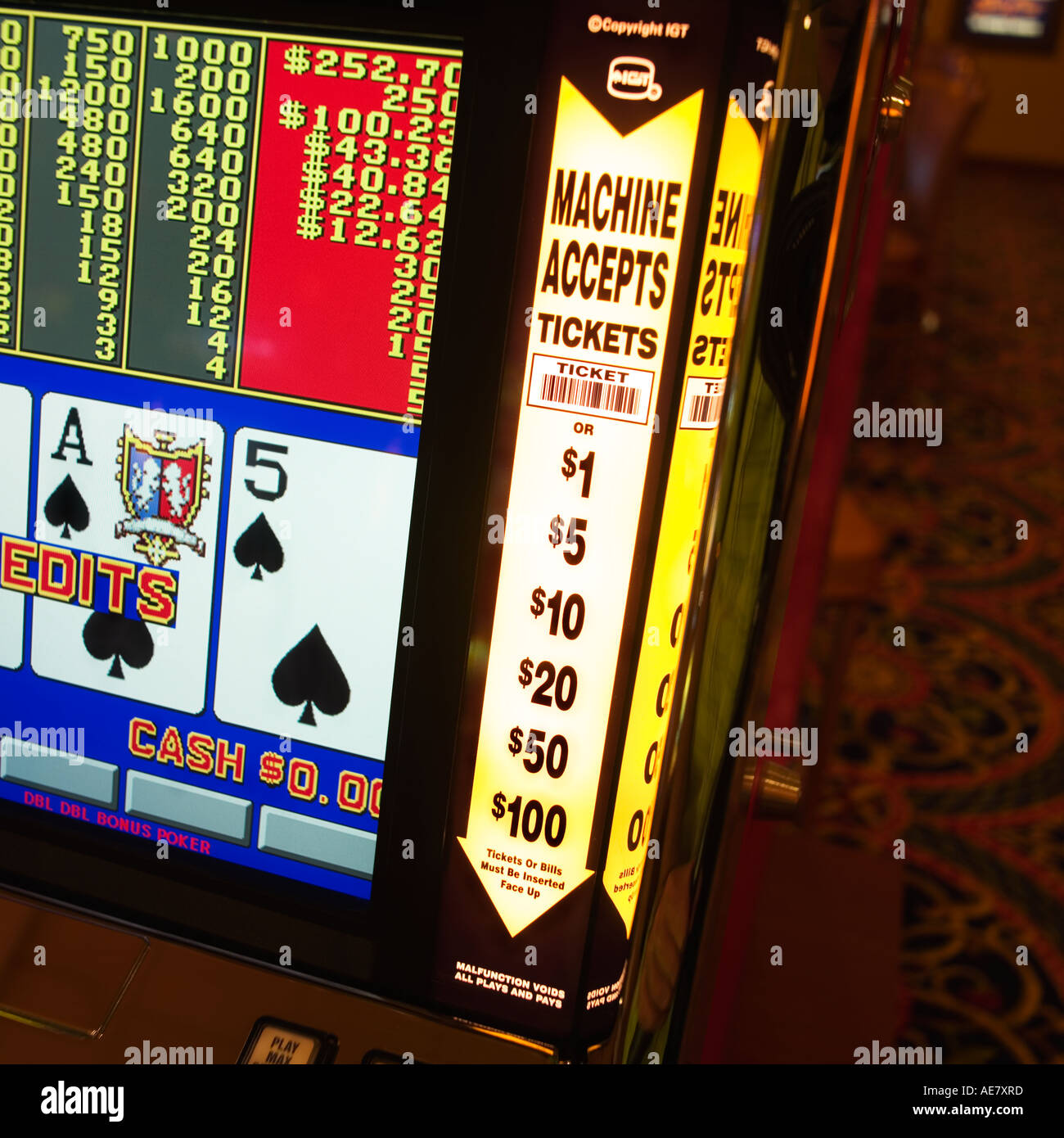 Las Vegas One Arm Bandit Poker Detail Stock Photo