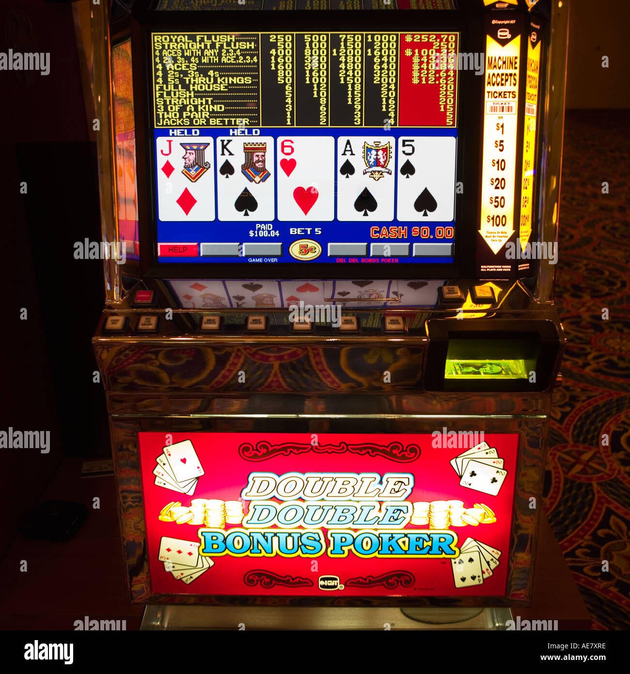 Las Vegas One Arm Bandit Double Bonus Poker Stock Photo