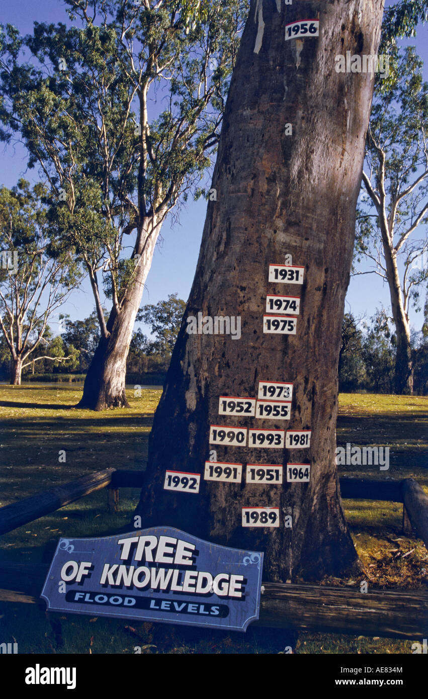 Flood marker showing Murray River flood heights, [South Australia], Stock Photo