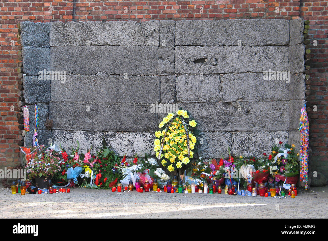 Execution wall, Auschwitz-Birkenau, Poland. Stock Photo