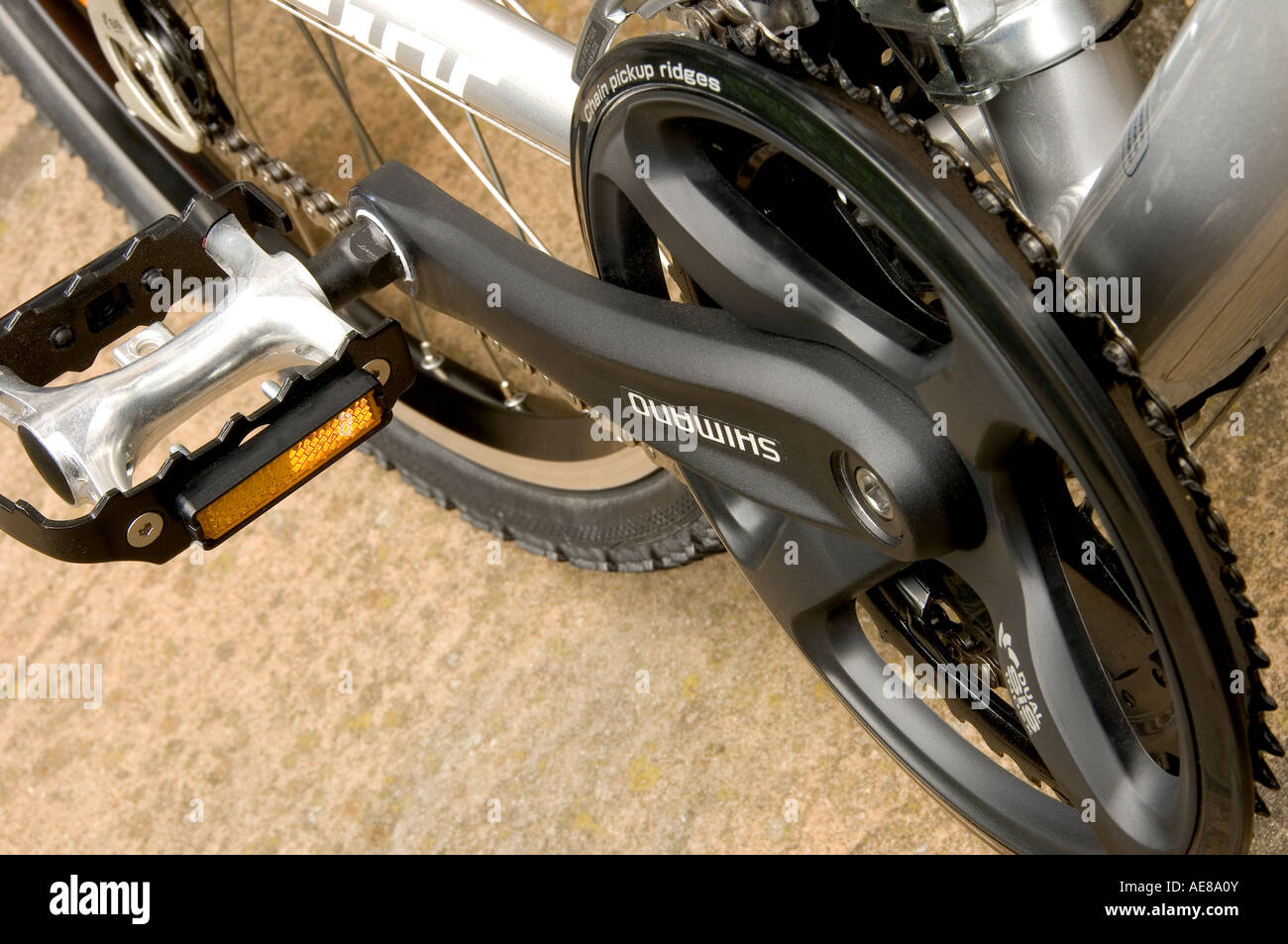 Bicycle bike cycle pedal gears chain detail Stock Photo