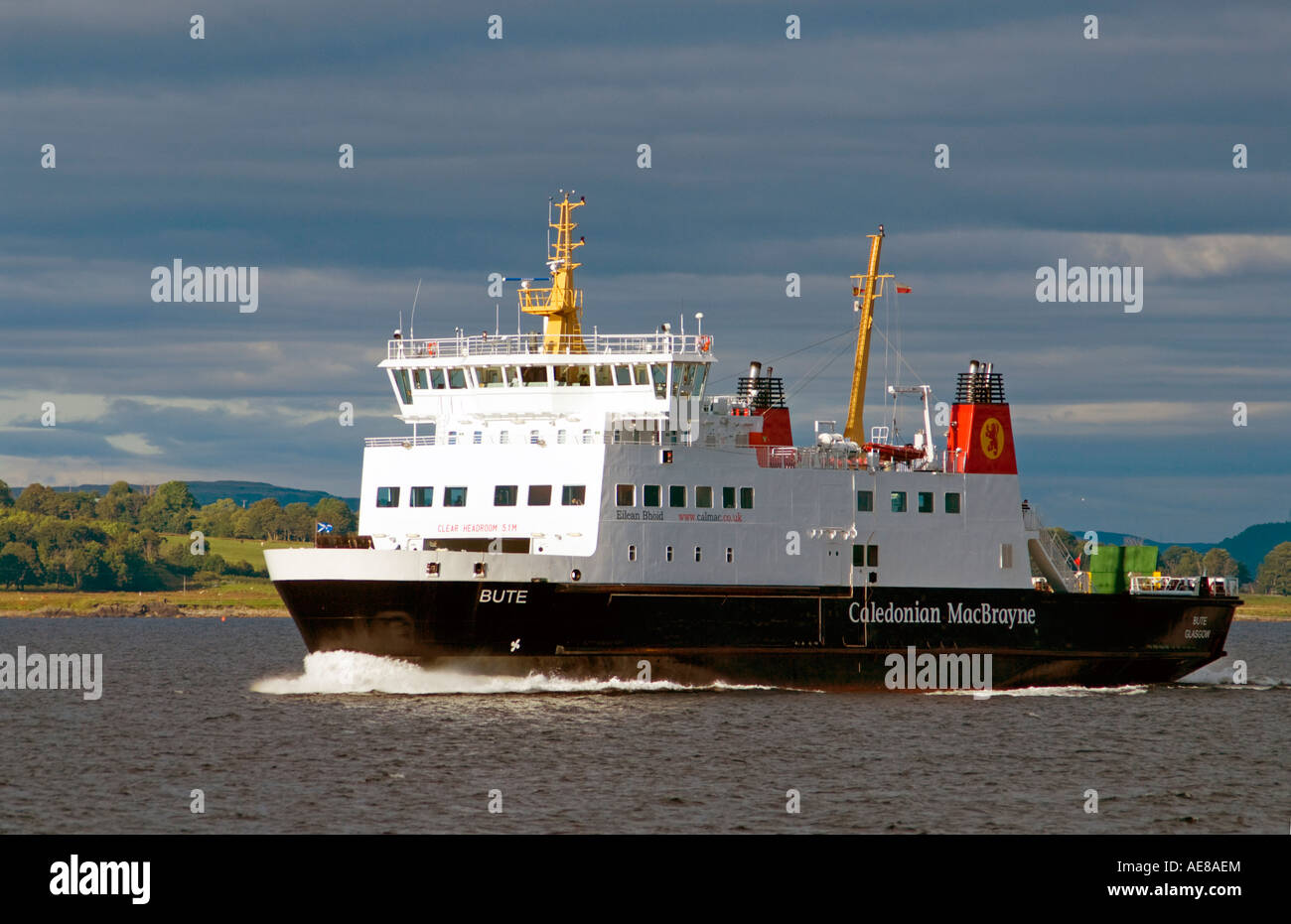Car ferry Bute in the Sound of Bute, midway between Wemyss Bay and Rothesay Stock Photo