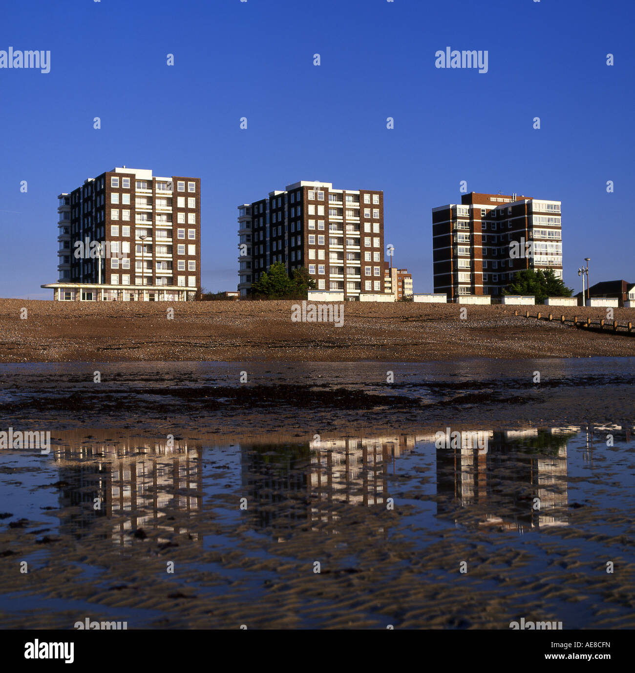 1960 s Blocks of Flats on Seafront Worthing West Sussex England Stock