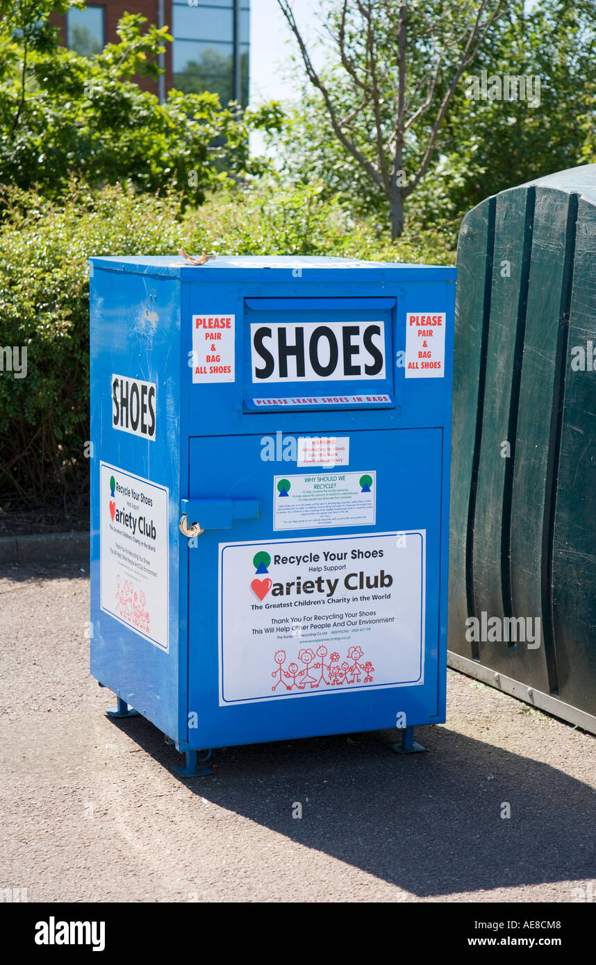 Shoe Recycling Container UK Stock Photo