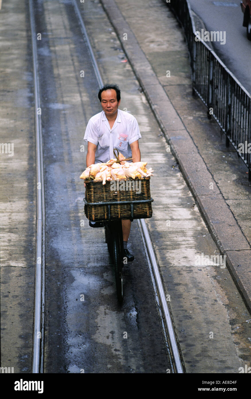 Hong Kong delivery food chicken bicycle transport Stock Photo Alamy