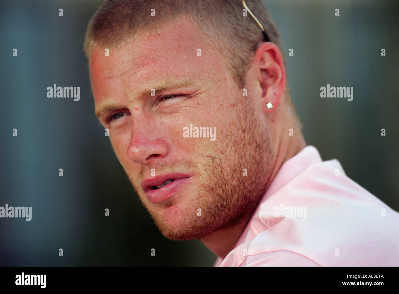 England cricketer Andrew Freddy Flintoff recuperating at Bovey Castle Hotel on Dartmoor, Devon, UK. Stock Photo