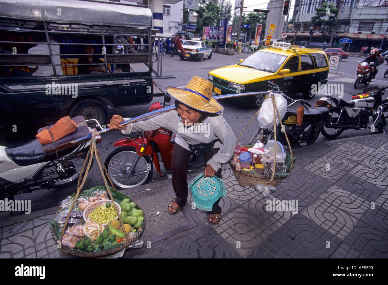 Street hawker in Bangkok Thailand Stock Photo