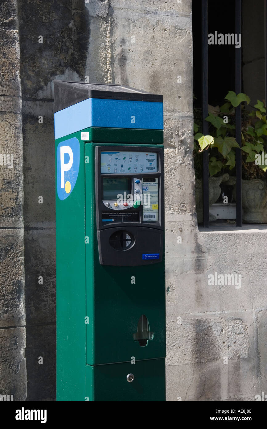 Automated parking pay station on Ile St Louis Paris France Stock Photo