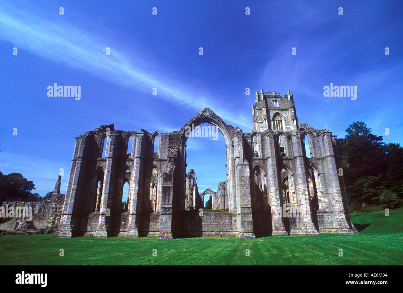 Abbey antiquity arch architecture Cictercian Fountains nave Nidderdale religious monastic