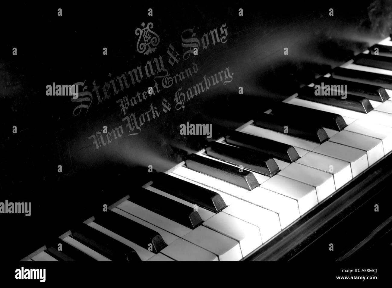 Steinway and Sons Patent Grand Piano New York and Hamburg Stock Photo