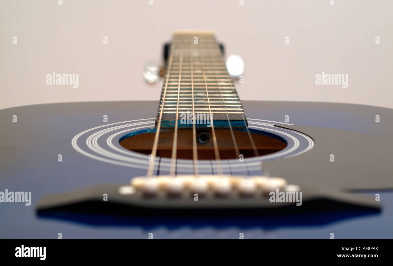 ACOUSTIC GUITAR with shallow depth of field Stock Photo