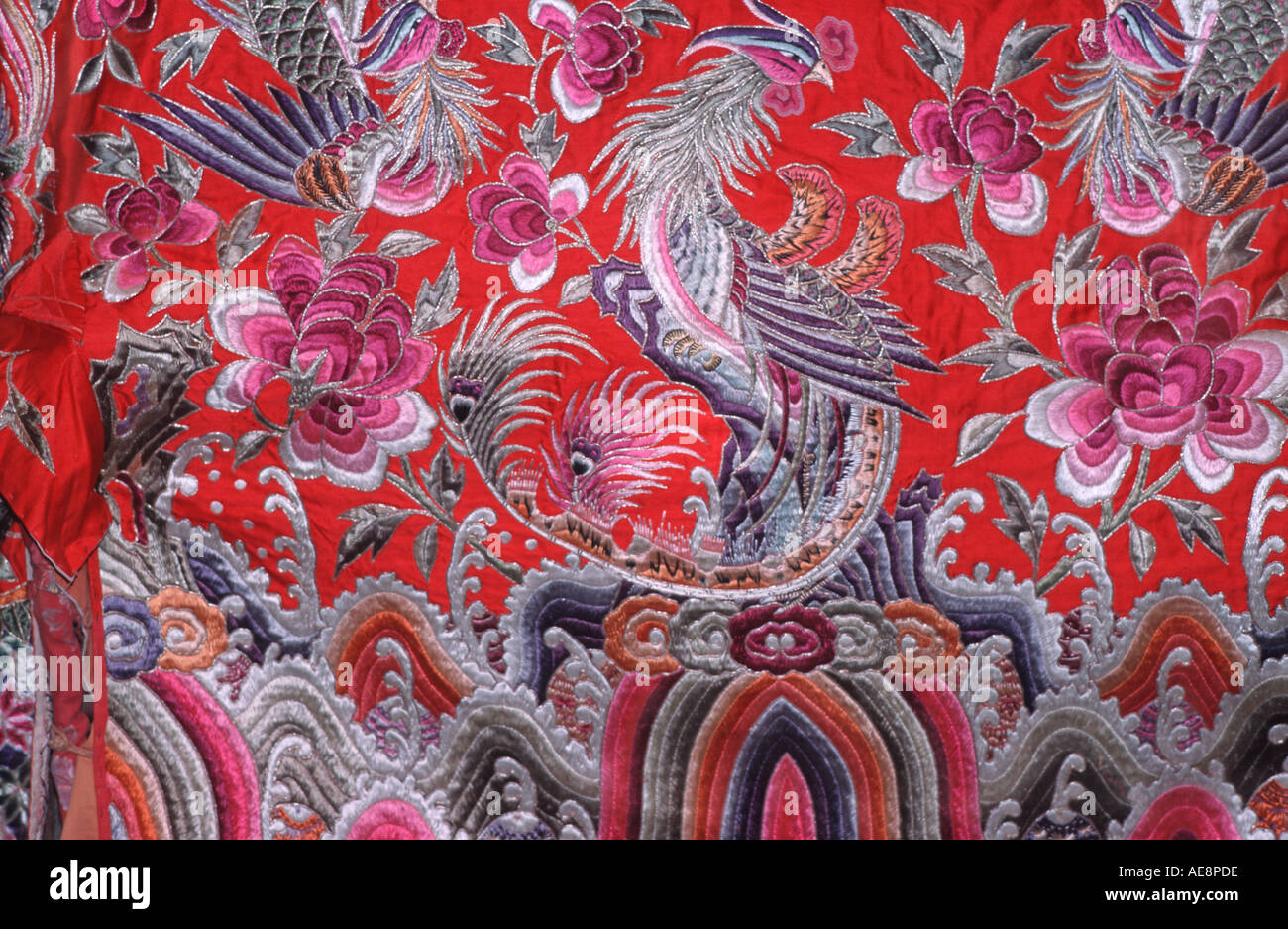 Silk embroidered textile Chinese garment China Stock Photo Alamy