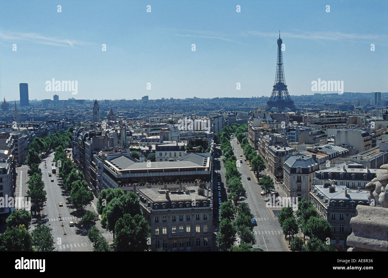 View from the top of the Arc de Triomphe paris France Stock Photo - Alamy