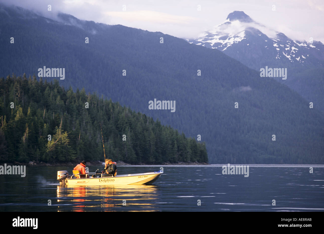 Boat salmon fishing Work Channel British Columbia Stock Photo