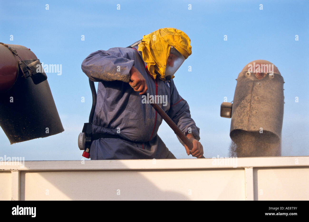 Worker in protective clothing,Tasmania, Australia, Stock Photo