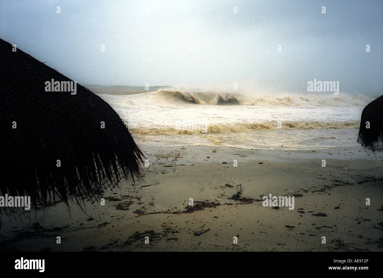 Beach during hurricane in Baja California Mexico Stock Photo