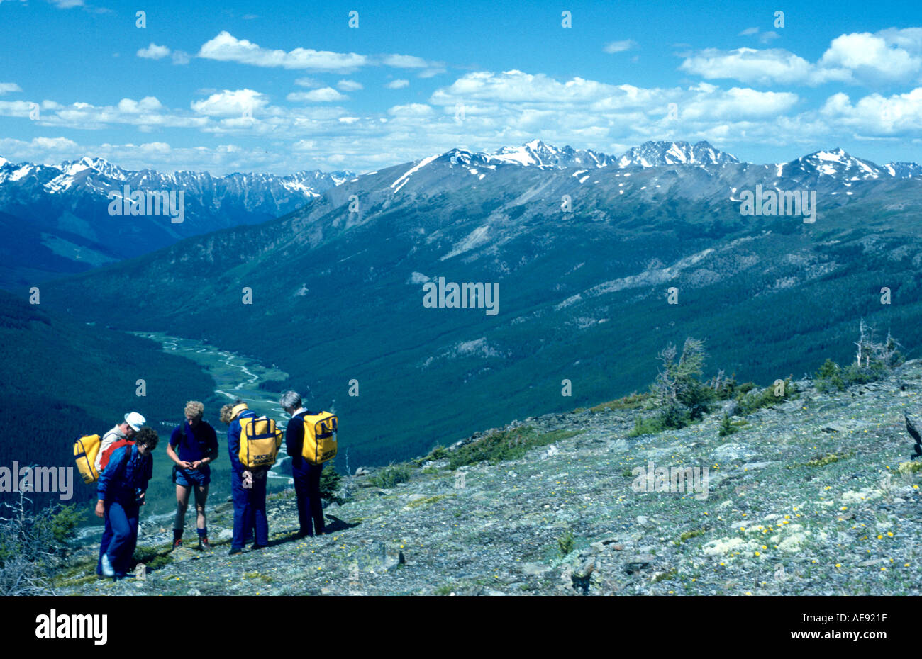 Hikers in the Bugaboo Mountains Rockies British Columbia Canada Stock Photo