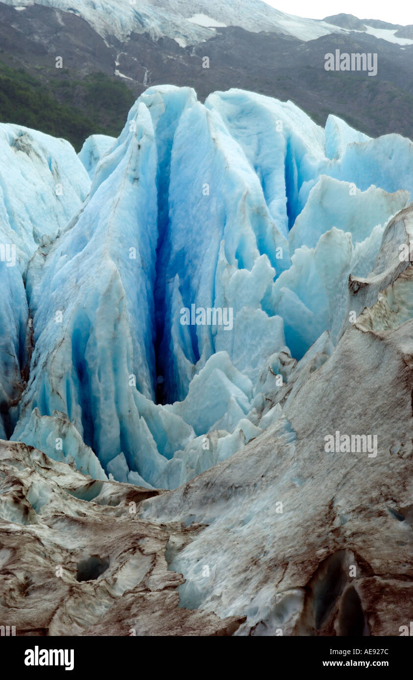 Ice formations on the Harding Ice fields of the Exit Glacier near Seward Alaska Stock Photo